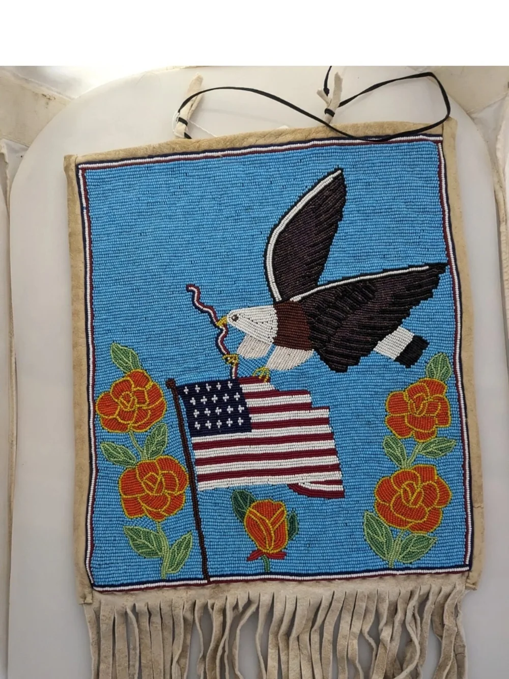 C. 1950 Nez Perce Beaded Eagle Wall Bag- Native American